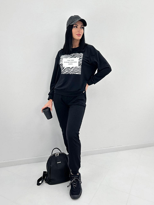 Трикотажний спортивний костюм з принтом "Condor" оптом | Батал | Розпродаж моделі Чорний + чорний, 50-52 Київ - фото 2