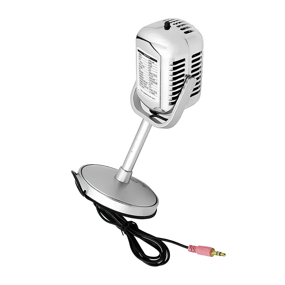 Ретро-микрофон для стримов и подкастов RESTEQ — всенаправленный микрофон с выключателем, стильный серебристый дизайн Киев - изображение 5