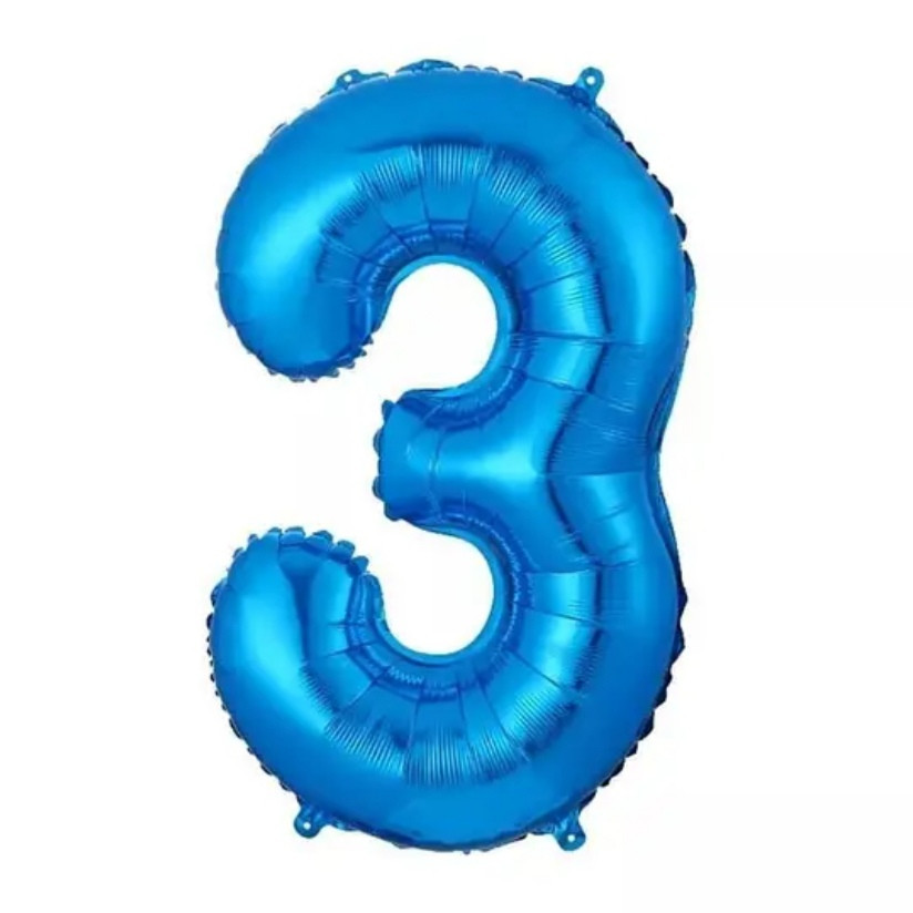 Цифра фольгированная 3 синий 32