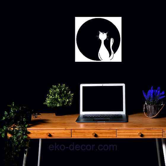 Декоративное настенное 3D Панно «Кот» Декор на стену с объемом 70*70 см, Белый Киев