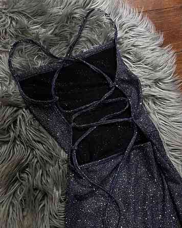 Женское праздничное блестящее платье с разрезом на ножке люрекс Черный, 42/44 Одесса