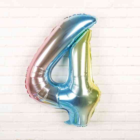 Шарик цифра 4 фольгированная 32 дюйма разноцветный Киев