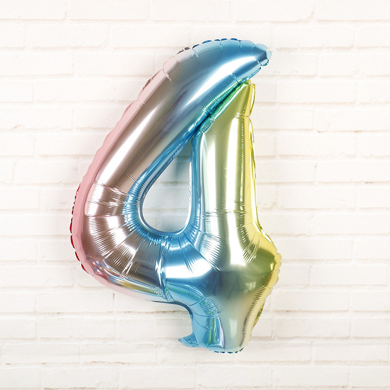 Шарик цифра 4 фольгированная 32 дюйма разноцветный Киев - изображение 2