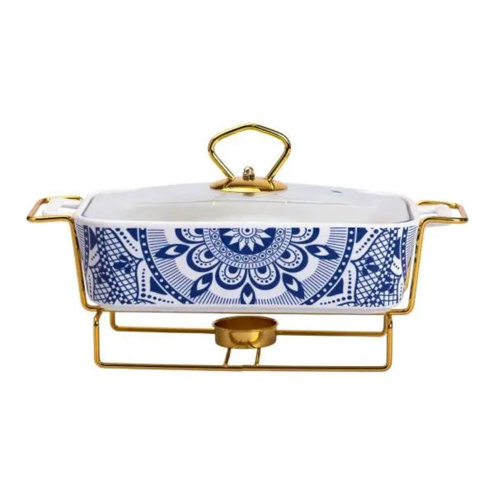 Yiwu Марміт порцелянаовий із скляною кришкою 38х18.5х15.5 см на металевій підставці 1 л -S Коломыя - изображение 1