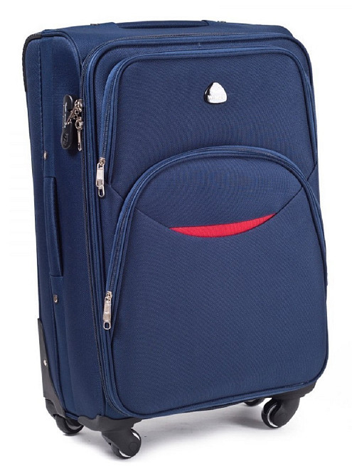 Чемодан тканевый WINGS 1708 большой с улыбкой 4 колеса 75 см Темно-синий Киев - изображение 6