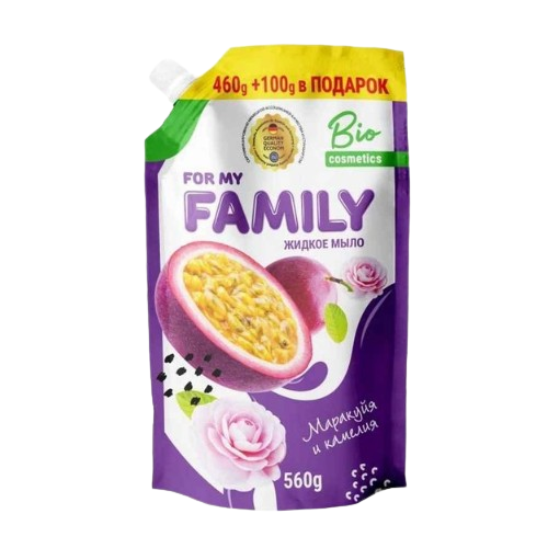 Рідке мило Очищувальна дія 560мл Маракуйя та камелія (дой-пак) For my family Житомир