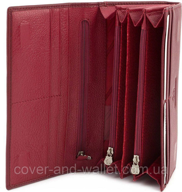 Жіночий шкіряний гаманець на магнітній фіксації світло рожевого кольору Marco Coverna Бордовий Київ - фото 5