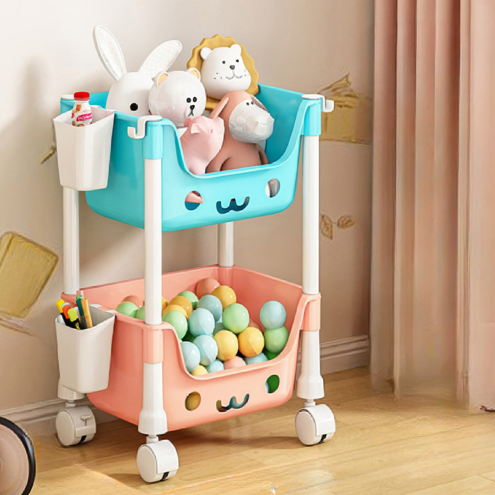 Стелаж для іграшок на колесах і двома рівнями, органайзер для дитячої кімнати, 43×30.3×22 см, різнокольоровий Кам'янець-Подільський - фото 1