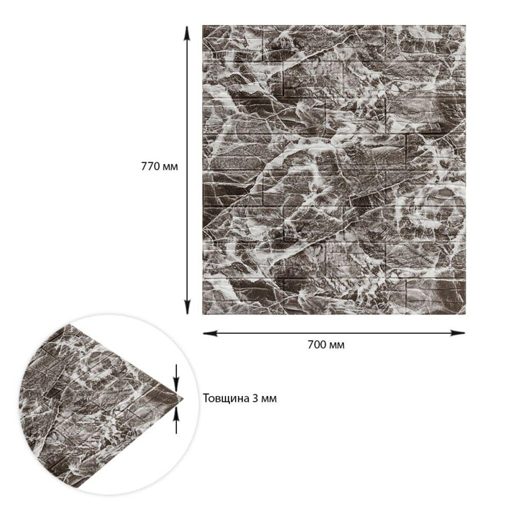 Декоративна сіра 3D панель під рвану цеглу Київ - фото 3