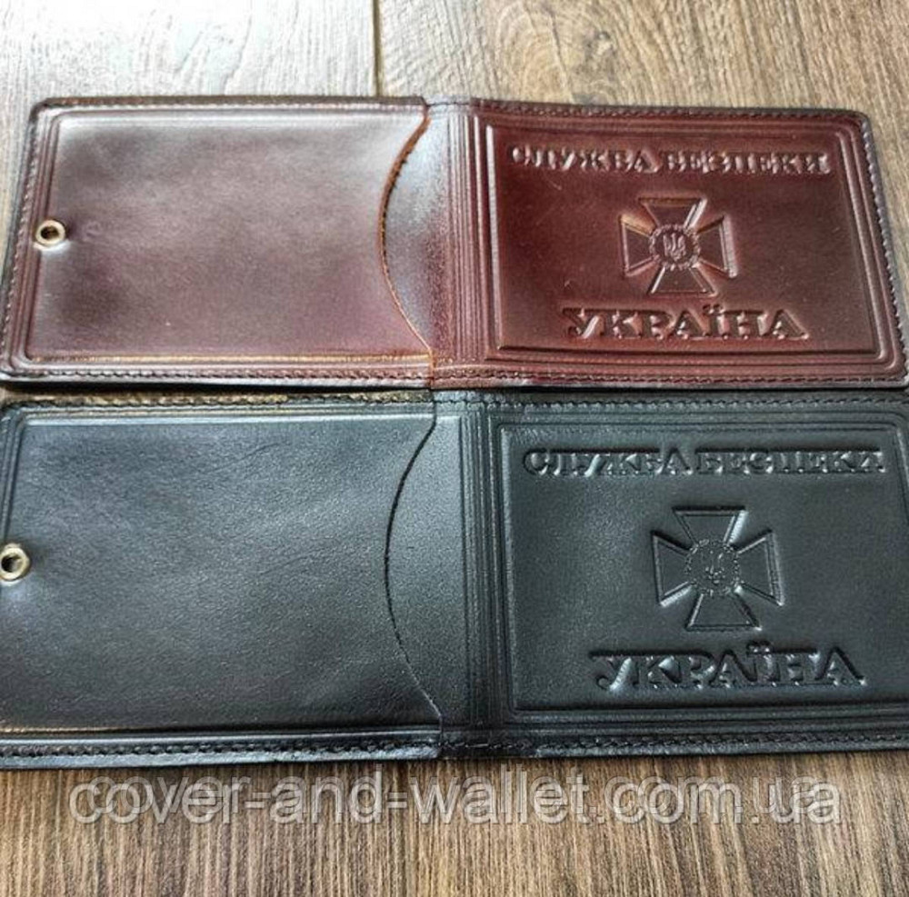 Шкіряна обкладинка СБУ з додатковою кишенею бордового кольору Київ - фото 10