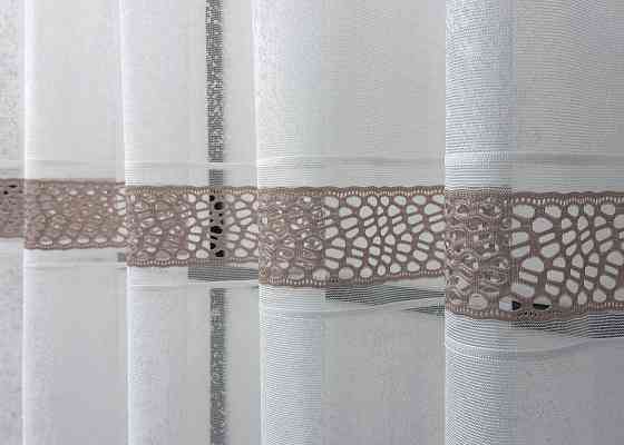 Короткий тюль жакард, висотою 2м, колір білий з капучино 1940т Київ