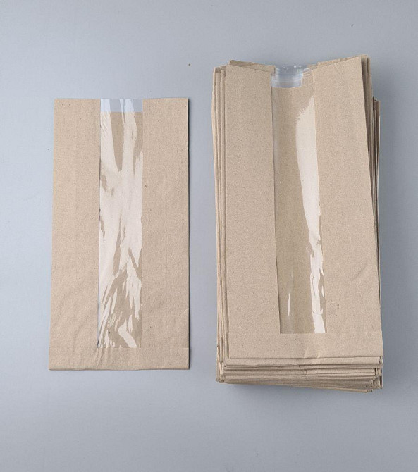 Бумажные пакеты крафт с прозрачным окошком 170х50х340, 40г/м2, окно 50 (100 шт) Харьков - изображение 2