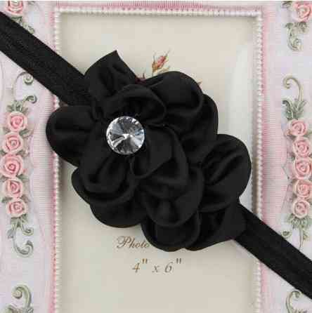 Ошатна пов'язка дитяча чорна - квітка 10см, розмір універсальний (на резинці) Київ