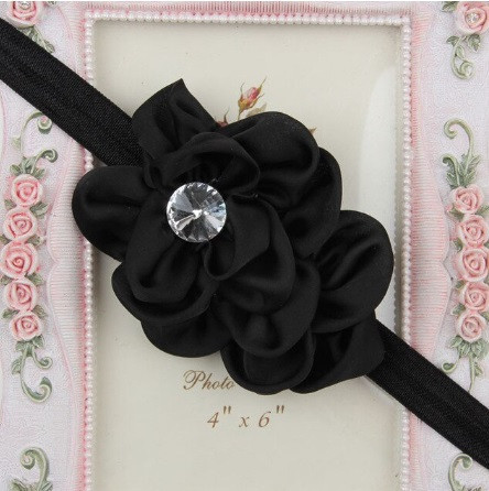 Ошатна пов'язка дитяча чорна - квітка 10см, розмір універсальний (на резинці) Київ - фото 1
