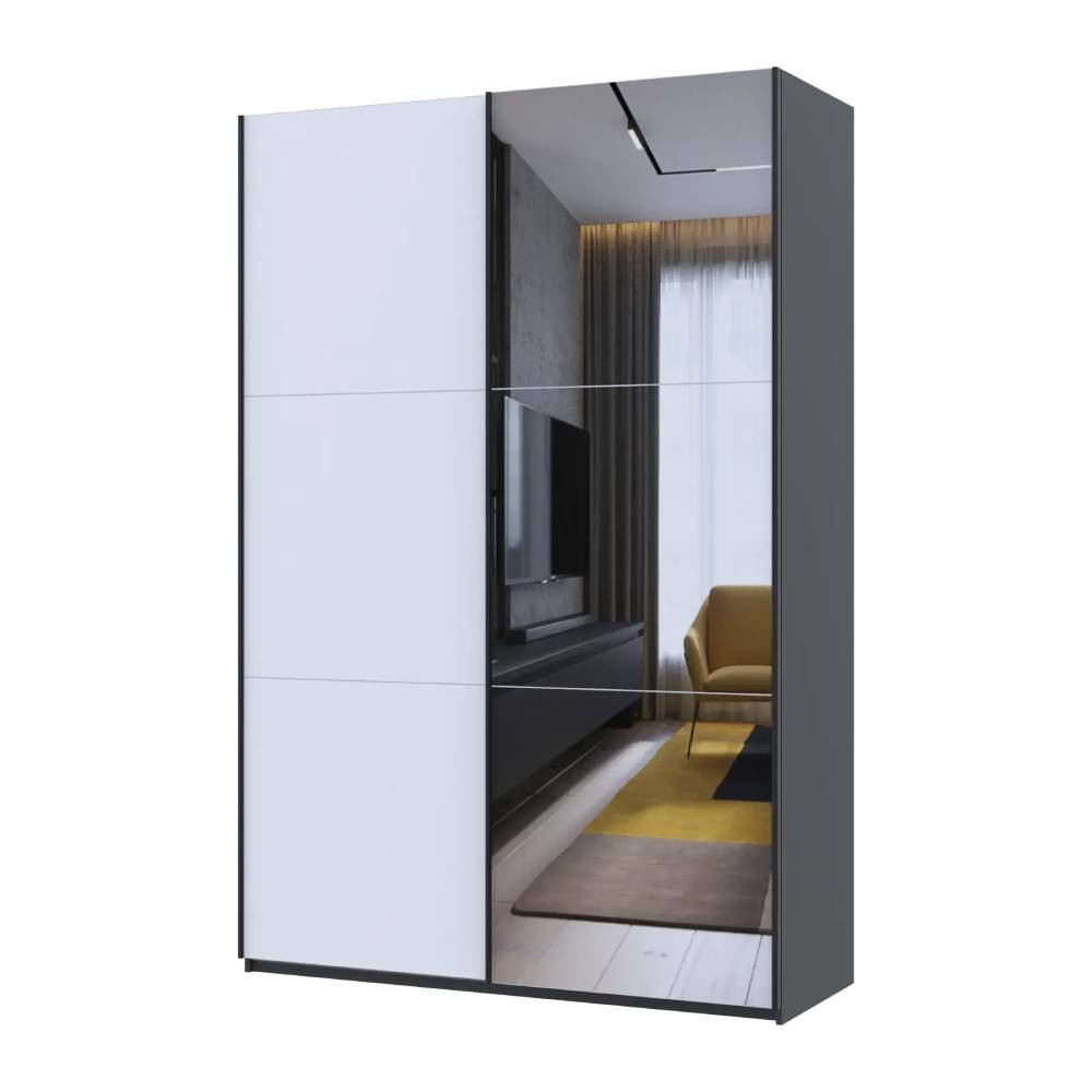 Шафа купе Doros G-Caiser Антрацит/Білий 1 ДСП / 1 дзеркало / 3 частини 160х60х240 (42005415) (DRS-012248) Львів - фото 3