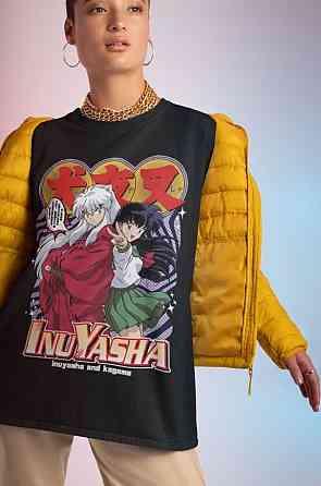 Футболка для хлопчика з аніме принтом Інуйасха Кагоме Хігурасхі Сессхомару оверсайз (зріст від 165 до 180) Чорний AnimeJ0827m Дніпро