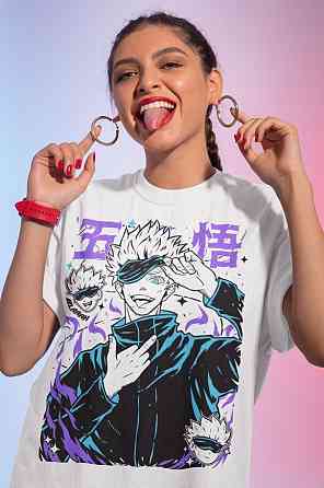 Футболка з аніме принтом Вбивця демонів оверсайз (S/M/L) Чорний AnimeJ0813 Дніпро