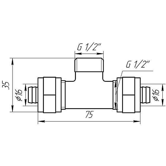 Тройник с наружной резьбой APE ITALY 733 L 16x1/2″x16 (000000860) Киев
