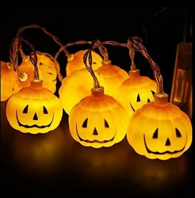 Гирлянда на Хэллоуин Тыквы 150 см 10 led 5 см оранжевый Киев - изображение 1