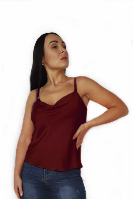 Базова шовкова майка жіноча хомут Бордовий XL Харків - фото 1