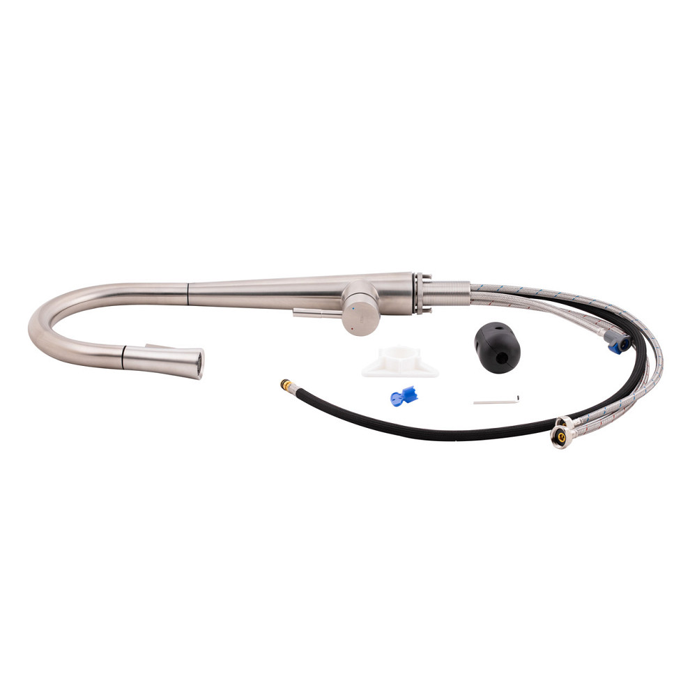 Змішувач для кухні Qtap Evicka з висувним виливом QTEVI91103UN Brushed Nickel PVD Київ - фото 17