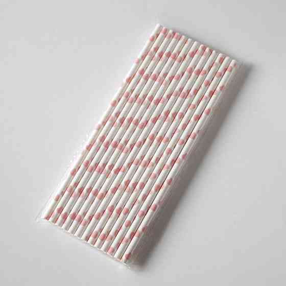 Паперові трубочки для напоїв з сердечками коктейльні святкові трубочки для коктейлів та вечірки 25 штук 20 см рожево-білий Київ