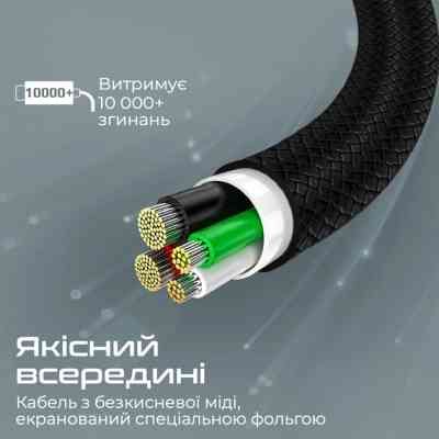 Дата кабель USB-C to USB-C 2.0m 3A xCord-CC200 black Promate (xcord-cc200.black) Винница