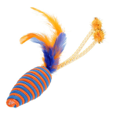 Іграшка для котів Hippie Pet Мишка з пір&apos;ям фіолетова 16.5 см (HIPCT22028P) Вінниця - фото 1