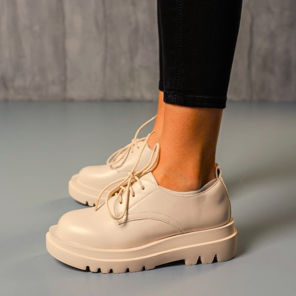 Жіночі Бежеві Броги Туфлі Оксфорди Танкетка Сліпони Шкіряні Мокасини (розміри: 36,37,38,39,40,41) Дніпро - фото 2