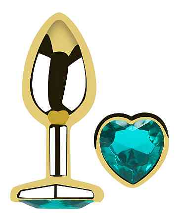 Анальна пробка з кристалом EGZO - Gold Heart Plug Marine size S Sex Aura Київ