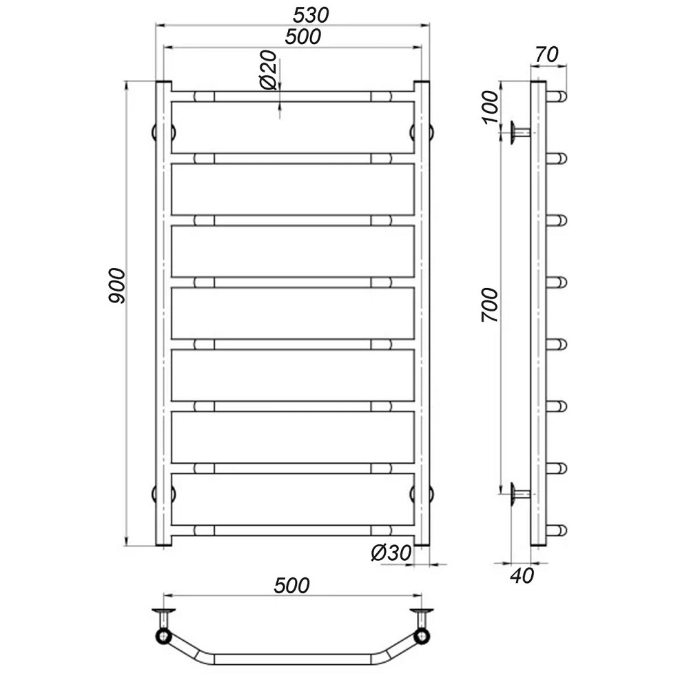 Сушарка для рушників UNIO LT EU 900-500-8 Драбинка Трапеція електро Київ - фото 6