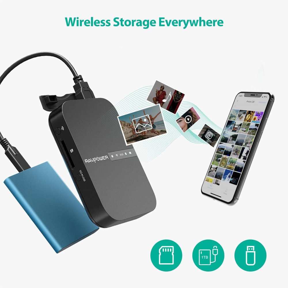 Внешний аккумулятор / туристический маршрутизатор / центр обработки данных RAVPower (RP-WD009) Нововолынск - изображение 2