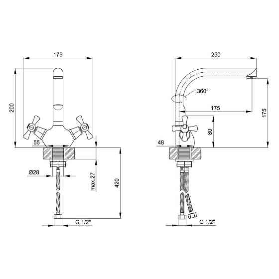 Смеситель для кухни Lidz Lamb 276F двухвентильный LDLAM276FCRM22019 Chrome Киев