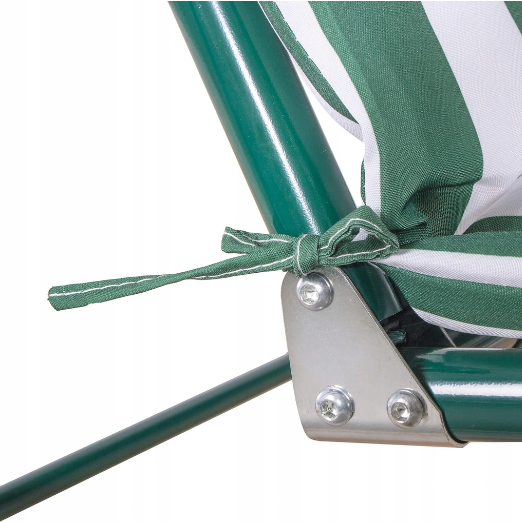 Садовые трехместные качели 160 см зелёно-белые в полоску Киев - изображение 6