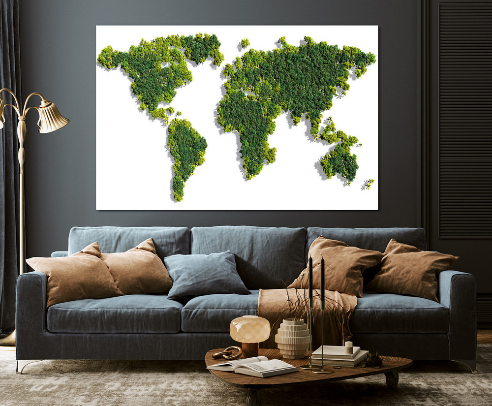 Картина полотно у вітальню / спальню  Мапа Світу    MLP_373 ( 60х30см ) 80x120 см Київ - фото 3