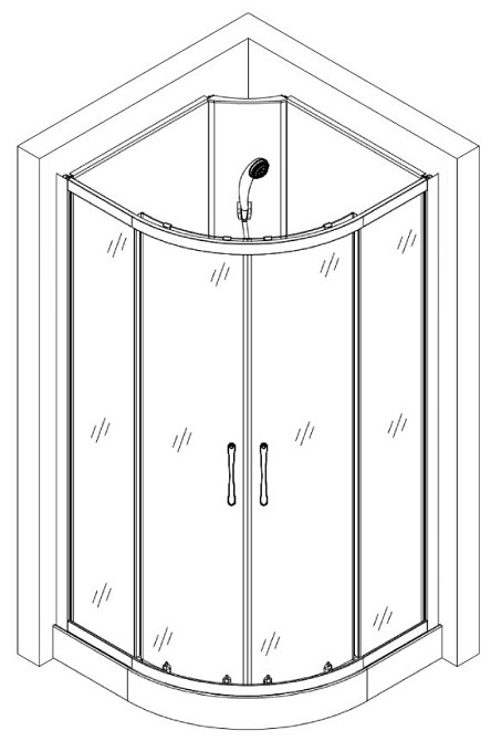 Душовий бокс напівкруглий без даху SAN L90GBB BRAVO (3уп.) Київ - фото 5