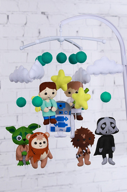 Дитячий музичний мобіль на ліжечко для немовлят WooolyWool «Зоряні війни» з 35 мелодіями (М033) Київ - фото 1