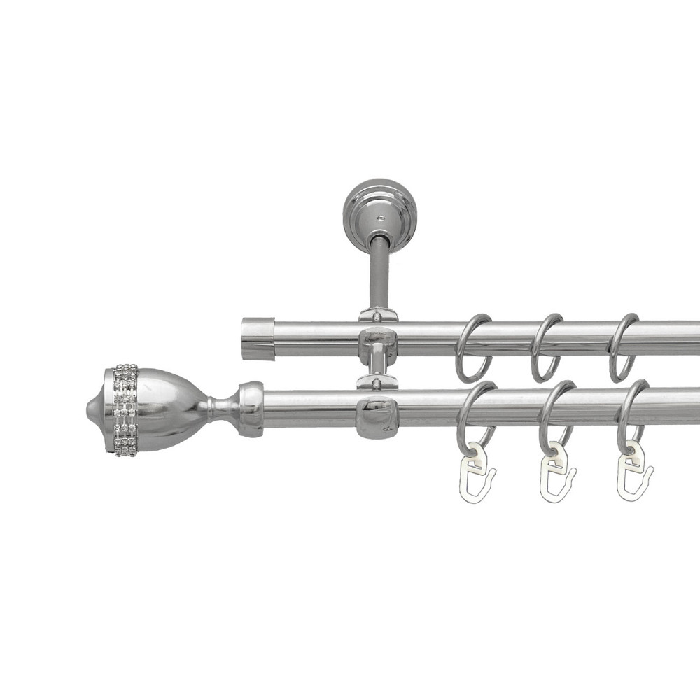 Карниз Orvit Етернія металевий дворядний відкритий Хром 16\16 мм 160 см (7387741) Львов - изображение 1