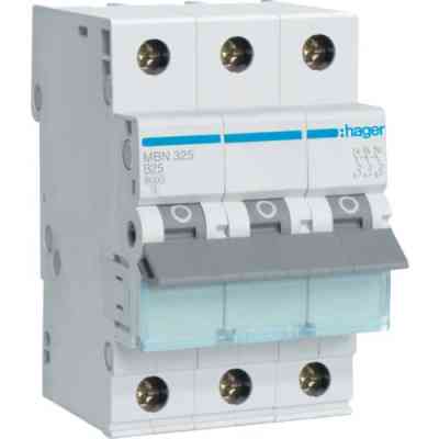 Автоматичний вимикач Hager 3-п. B 25A (6kA) 3M (A) (MBN325) Вінниця