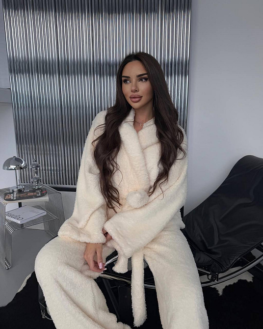 Женская теплая повседневная плюшевая пижама двухсторонняя махра Одесса - изображение 10