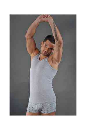 Майка чоловіча з бавовни 100% бавовна Lans 11/002 XXL, Натільний, Сірий Київ