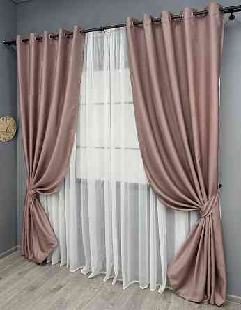 Комплект штор на люверсах VR-Textil Рогожка TERRA LUXE № 1863ш Пудровый 150х270 см 2 шт (37-0278) Киев