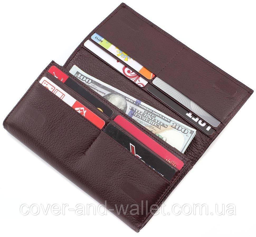 Женский большой кошелёк с отделом для визиток из натуральной кожи (коричневый ) Marco Coverna Киев - изображение 4