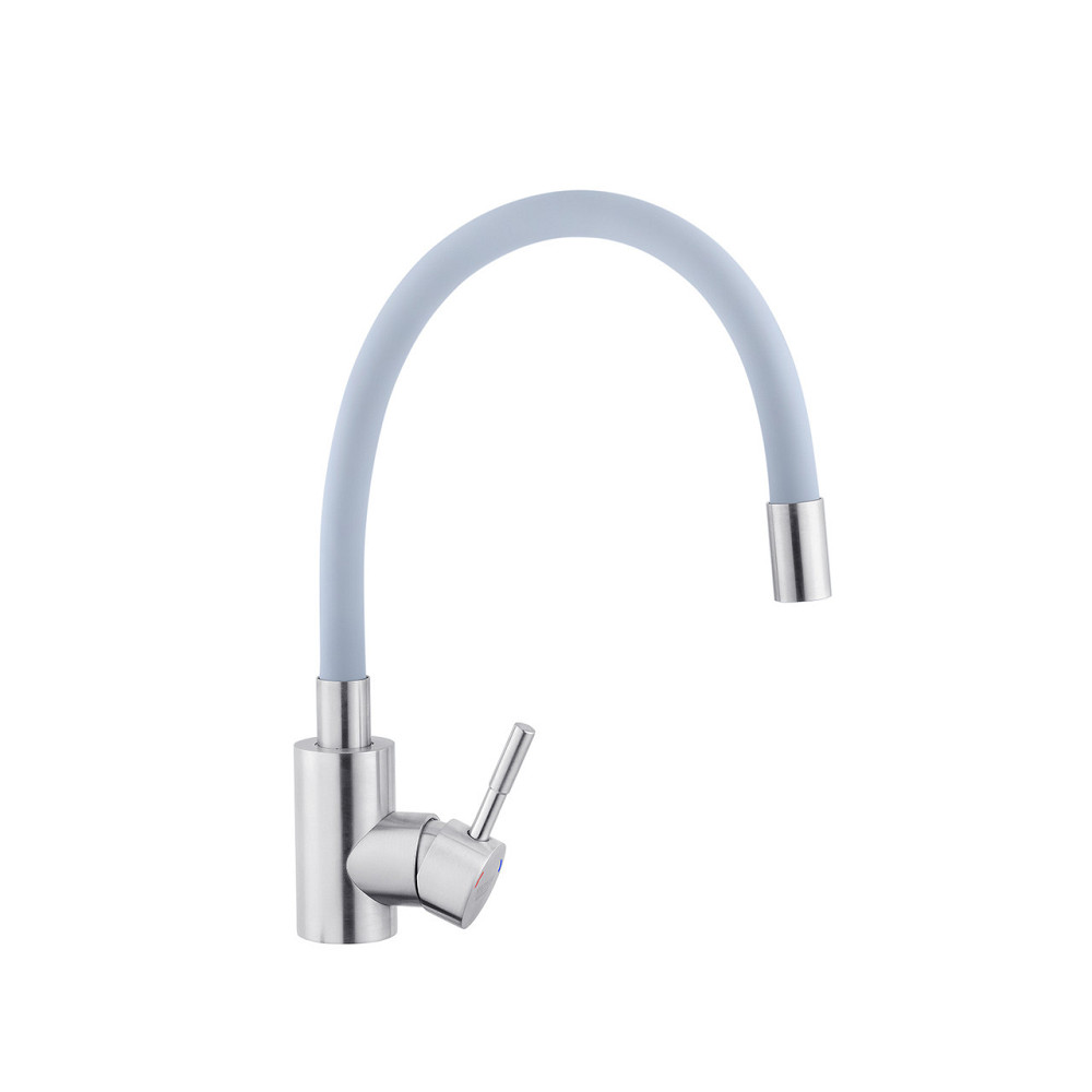 Змішувач для кухні з гнучким виливом Kroner KRP Edelstahl Klassisch - ESG035GRA сірий/сатин Київ - фото 4