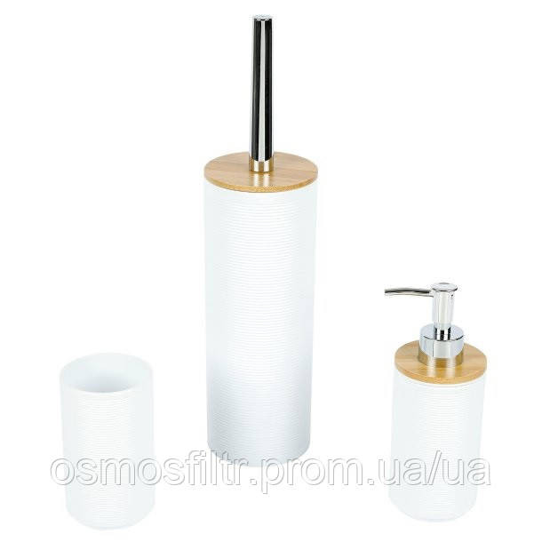 Набір для ванної кімнати Axentia з 3 предм білий рифлений пластик (135948) Київ - фото 1