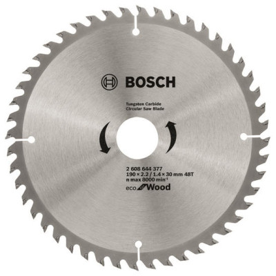 Диск пильний Bosch Eco for Wood 190x2.2x30-48T (2.608.644.377) Вінниця - фото 1