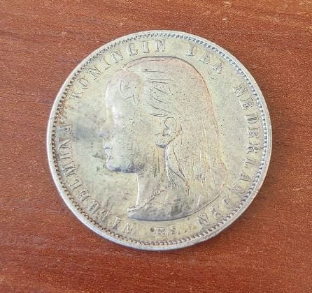 Нидерланды / Голландия 1 Гульден 1892 Вильгельмина. Первый портрет. Серебро РЕДКАЯ! Полтава - изображение 1