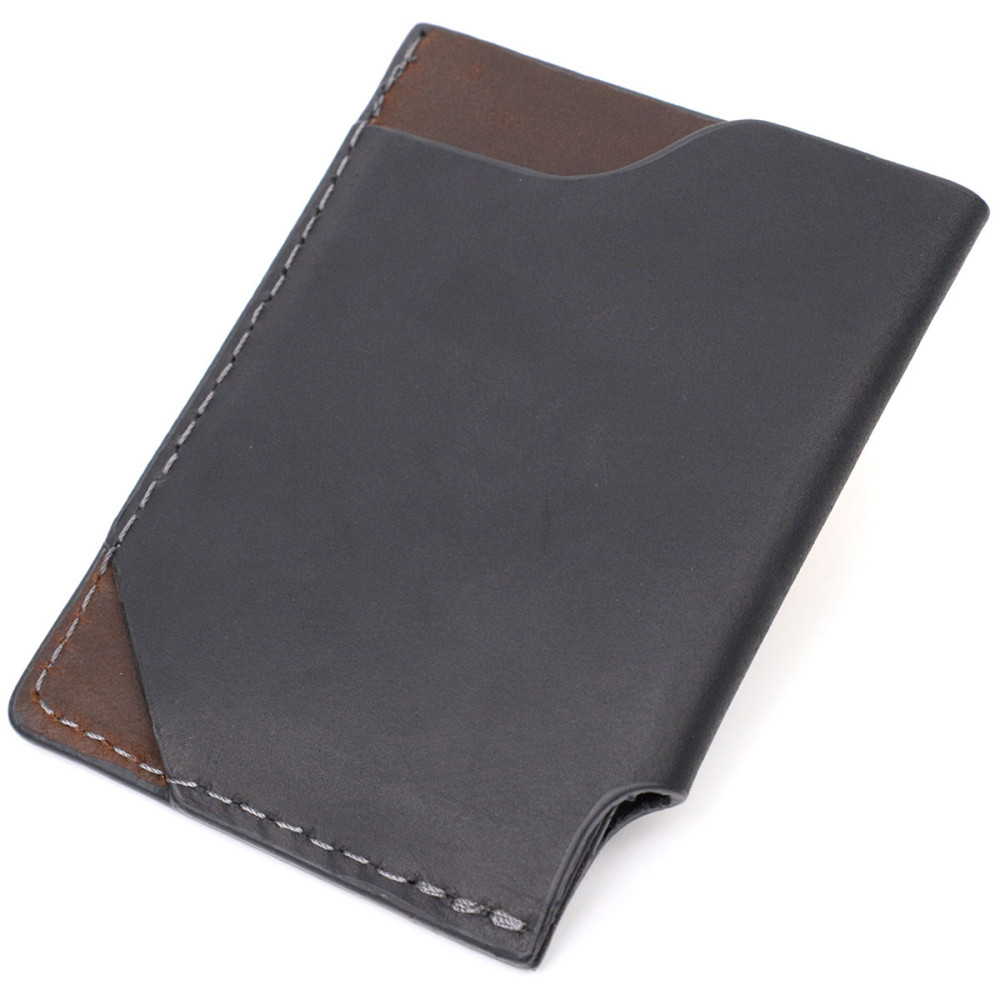 Цікавий картхолдер з утримувачем для Apple AirTag з натуральної шкіри GRANDE PELLE 11608 Чорний Київ - фото 2