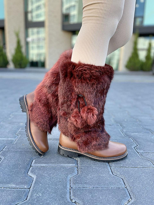TopS Унти жіночі TopS руді натуральна шкіра з хутром висота 26см обхват 32-33см розмір 40 (АР-6 Коломыя - изображение 1