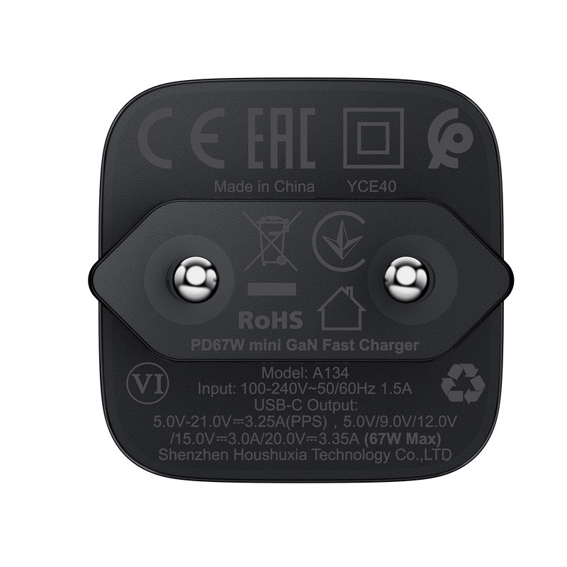 Мережевий зарядний пристрій ACEFAST A134 PD67W mini GaN USB-C fast charger Black Одеса - фото 9